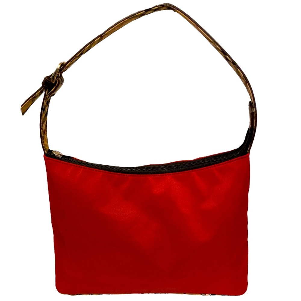 Burberry Blue Label Red and Nova Check Leather and Nylon Bag